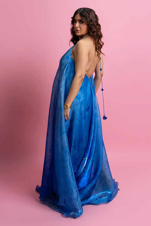 Printed Slip Maxi Dress With Embroidered Neckline