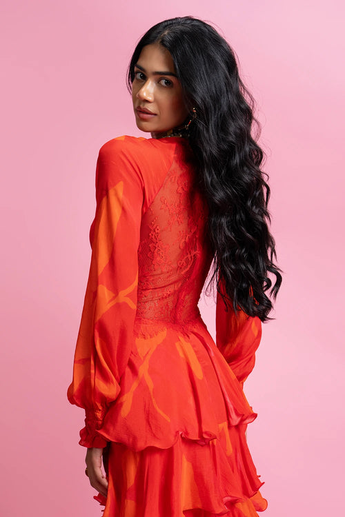 Tiiered Maxi Dress With Chantilly Back