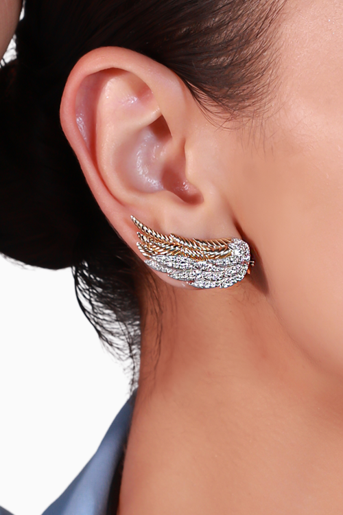 Gold and Diamond Gilded Angel Earrings
