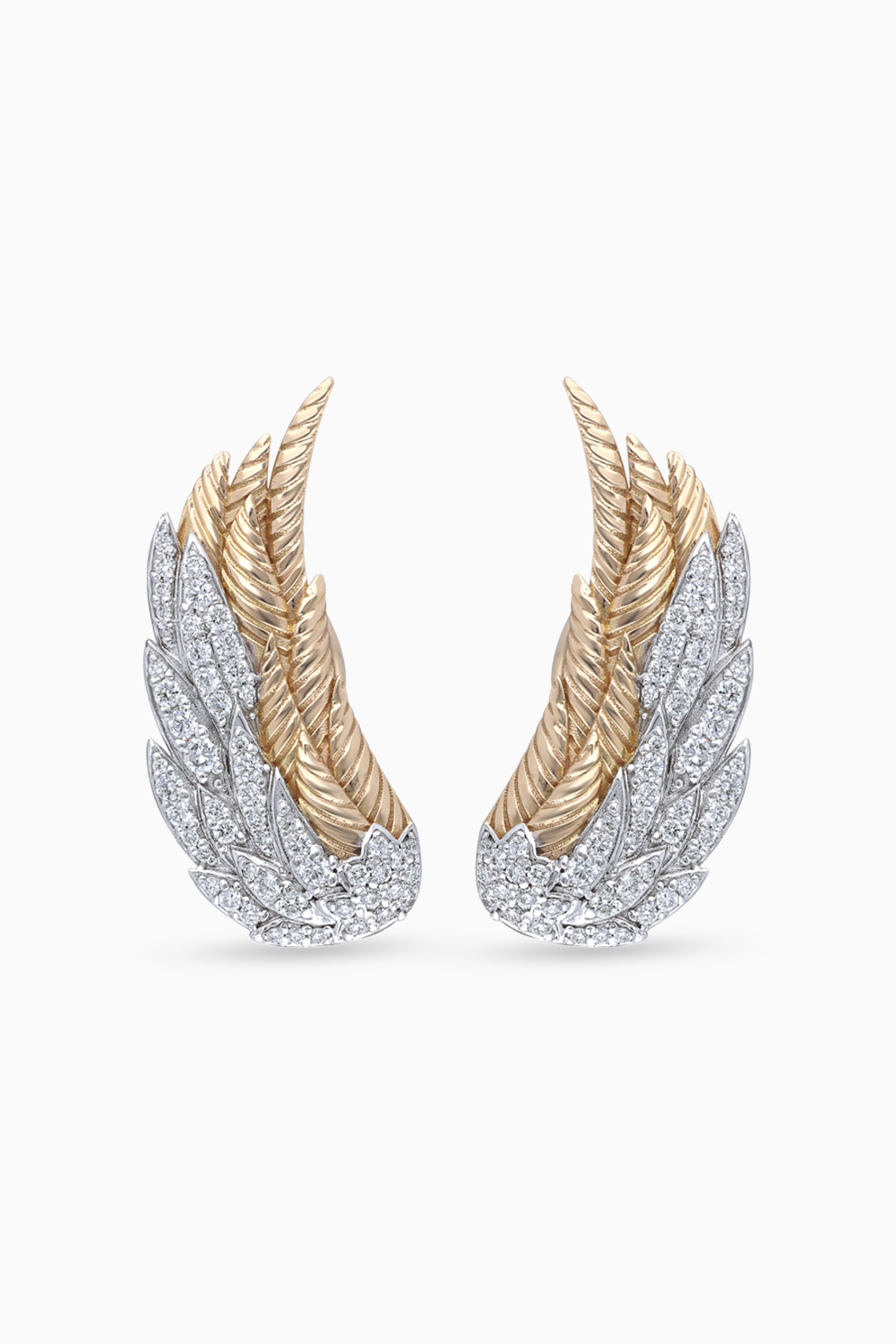 Gold and Diamond Gilded Angel Earrings