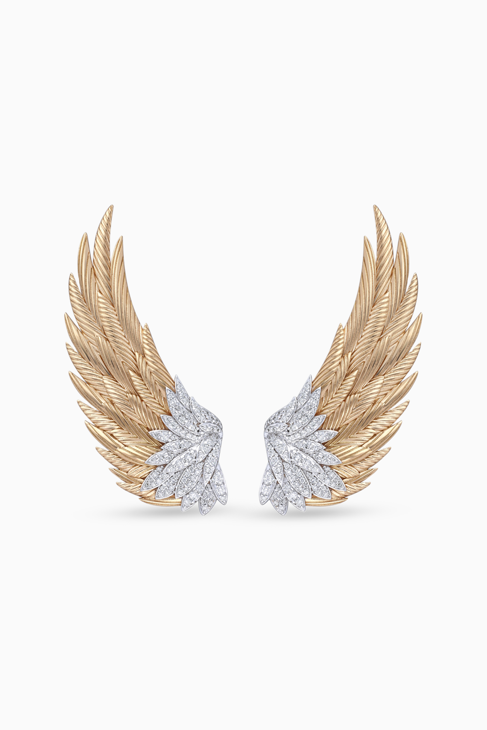 Large Gold and Diamond Gilded Angel Earrings