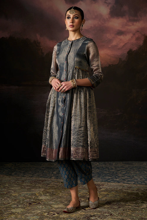 Hina Rust Teal Kurta Set