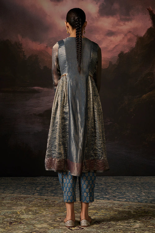 Hina Rust Teal Kurta Set