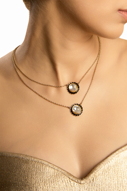 Double Uncut Diamond Necklace