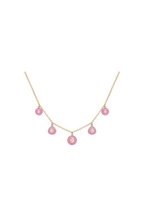 Delicate Enamel Uncut Diamond Necklace