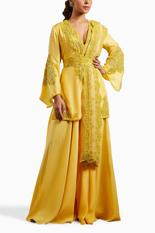 Yellow Munira Embellished Kurta Set