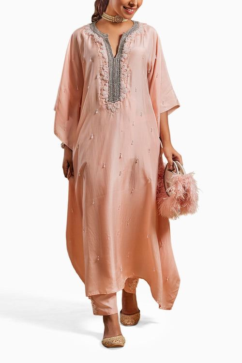 Peach Gulika Embellished Kurta Set