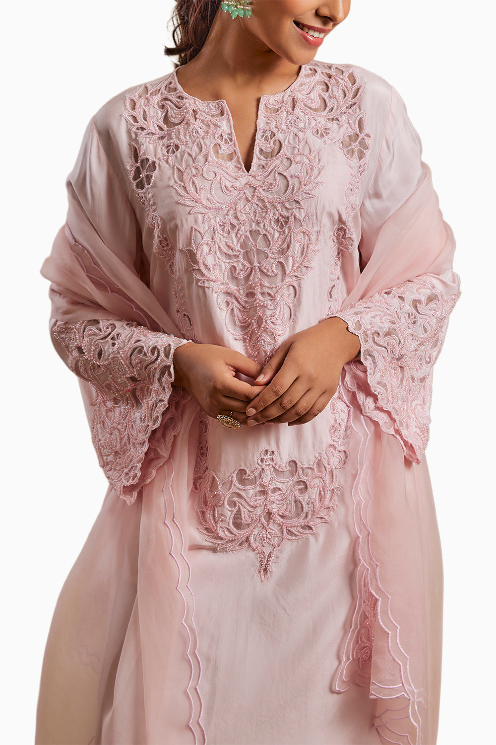 Baby Pink Naila Embellished Kurta Set