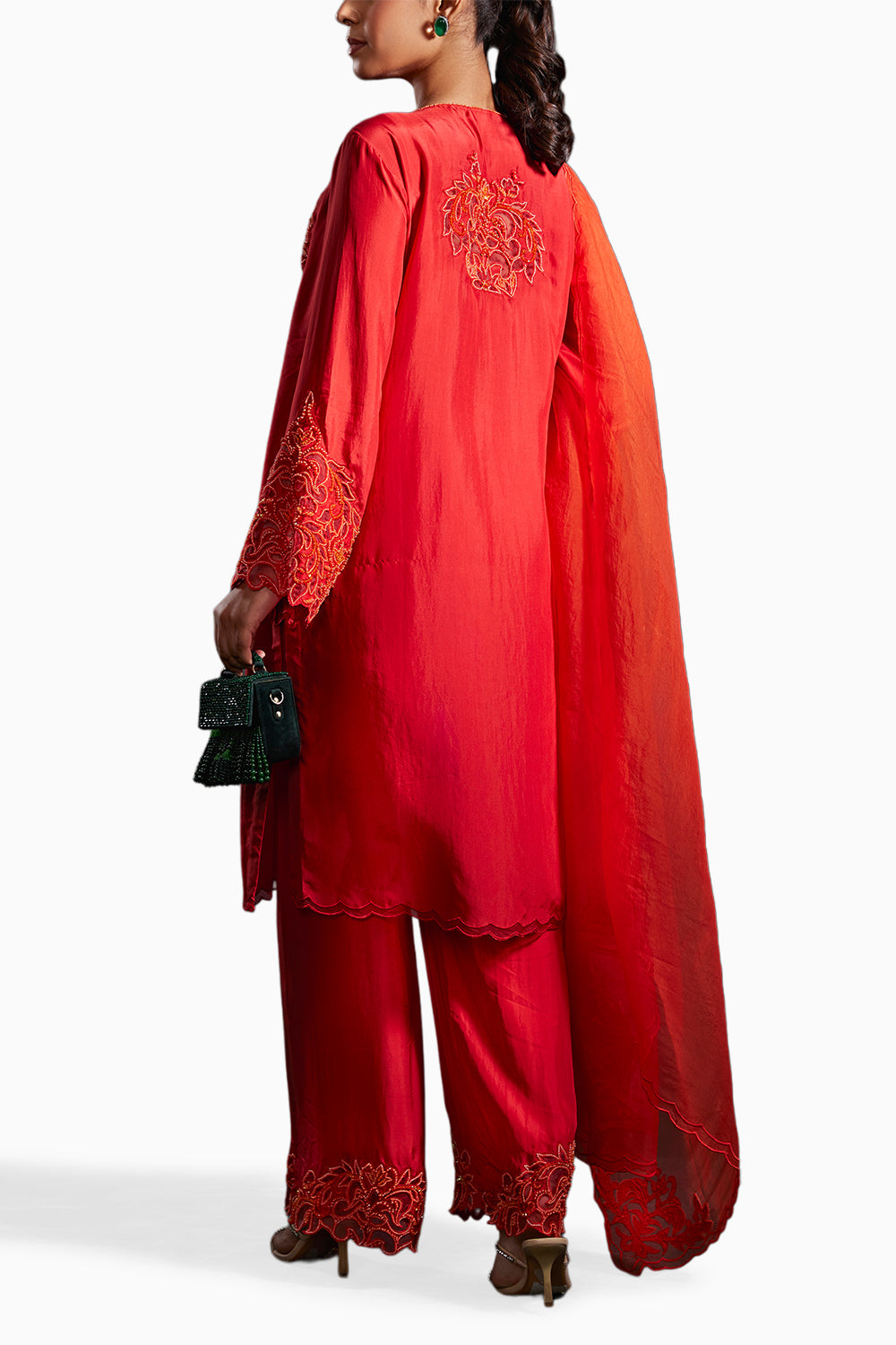 Red Advika Embellished Kurta Set