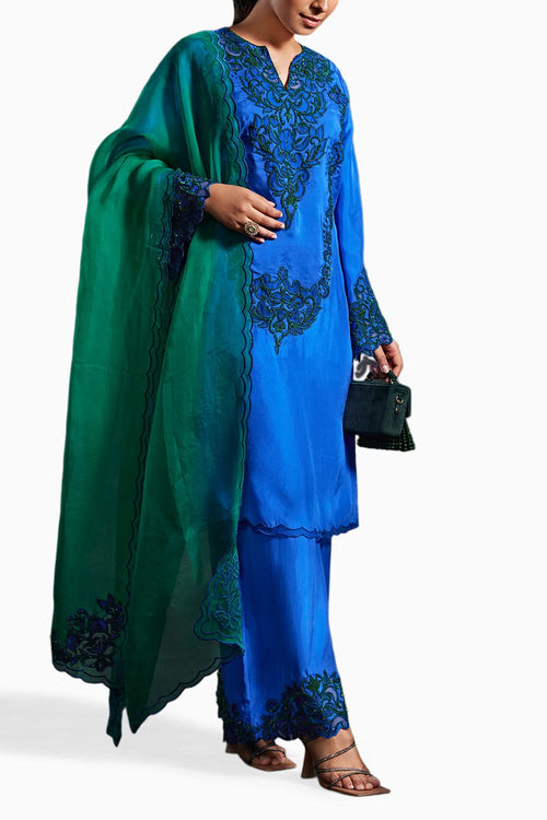 Blue Advika Embellished Kurta Set