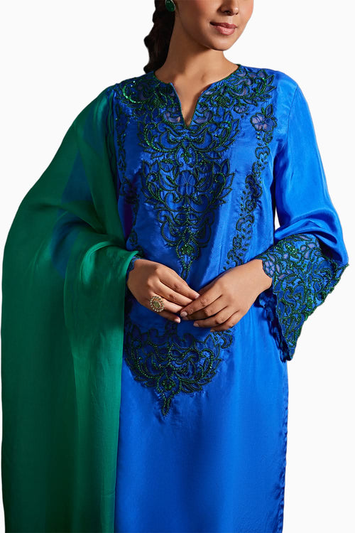 Blue Advika Embellished Kurta Set