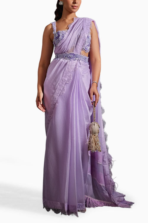 Lilac Manorama Embellished Saree