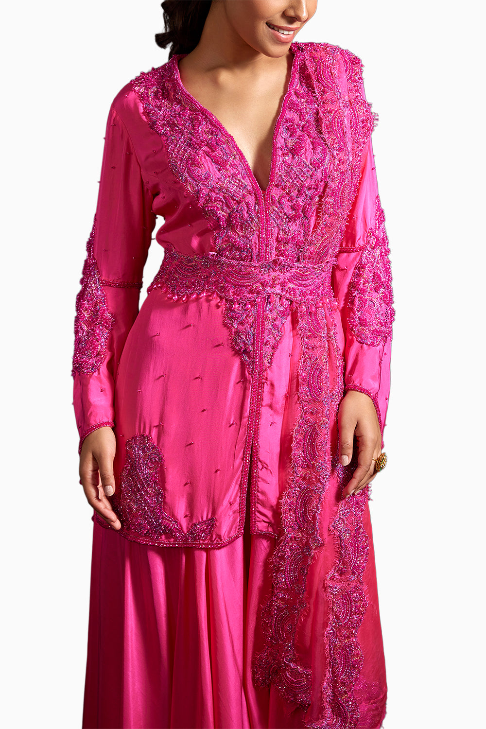 Pink Munira Embellished Kurta Set