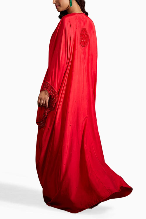 Red Fareeha Embellished Kaftan