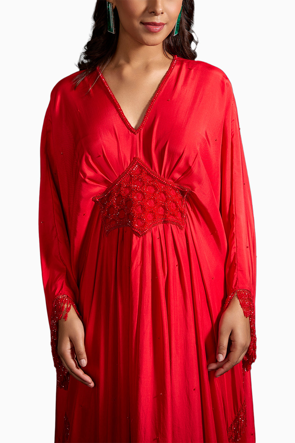 Red Fareeha Embellished Kaftan