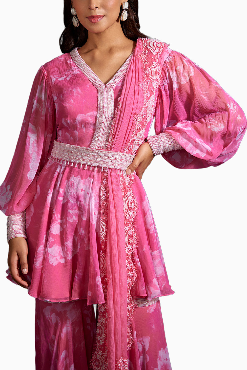 Pink Abia Printed Kurta Set