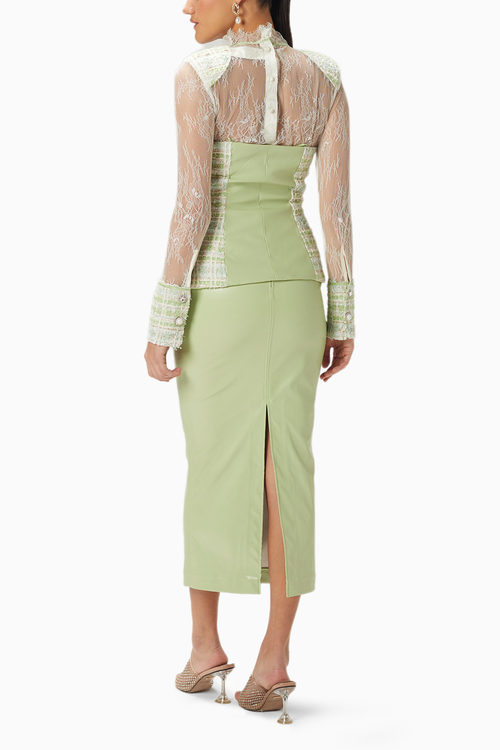 Corset Top with Faux Leather Skirt