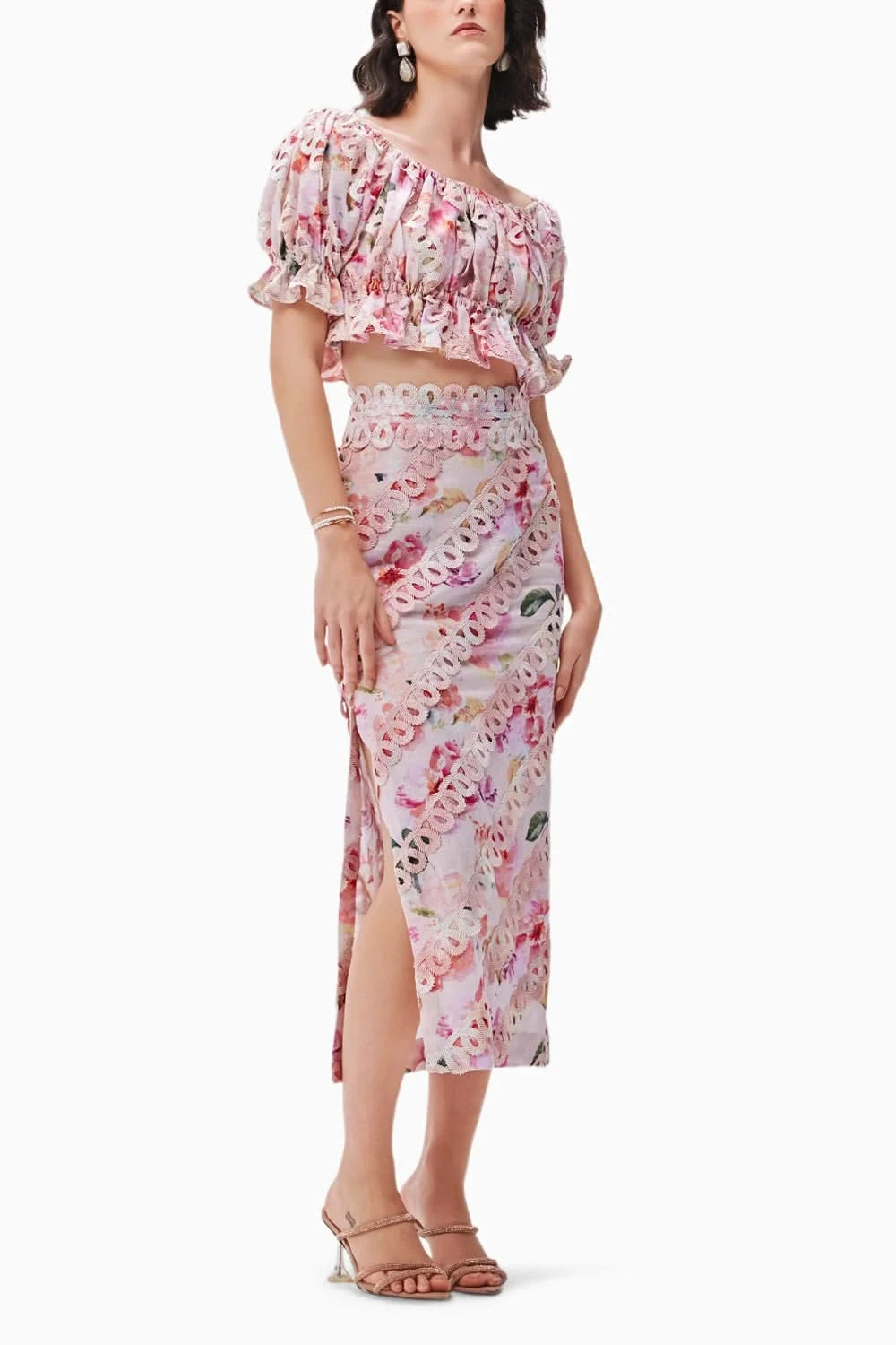 Alessia Pink Top with Skirt Set