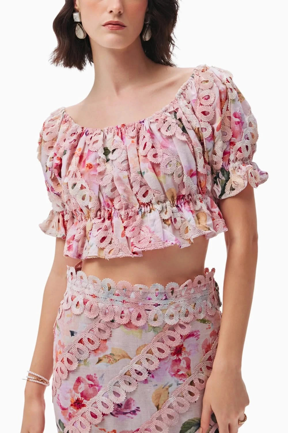 Alessia Pink Top with Skirt Set