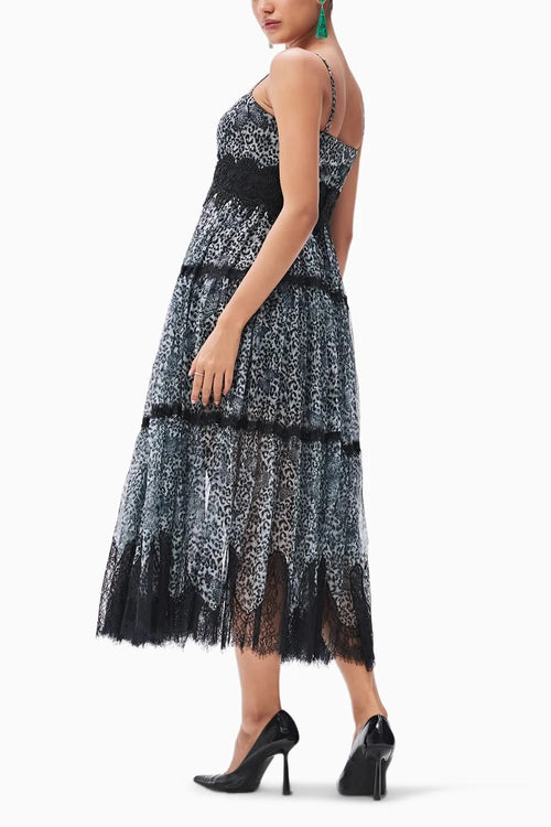 Nico Black And White Leopard Print Dress