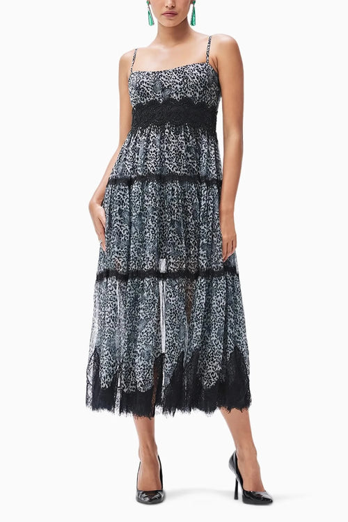 Nico Black And White Leopard Print Dress
