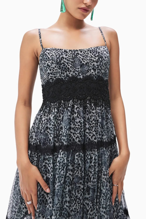 Nico Black And White Leopard Print Dress