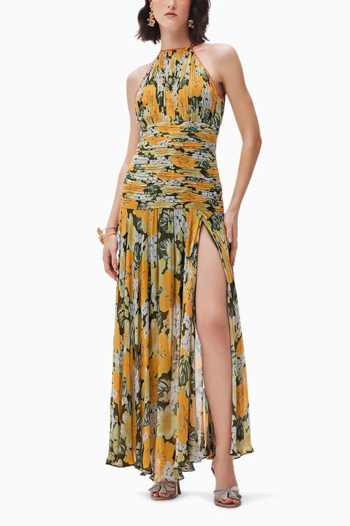 Ksenia Yellow Crinkle Dress