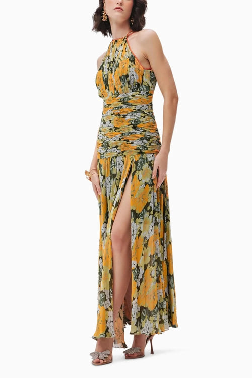 Ksenia Yellow Crinkle Dress