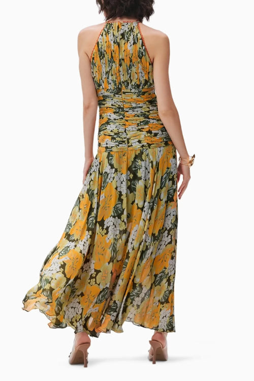 Ksenia Yellow Crinkle Dress
