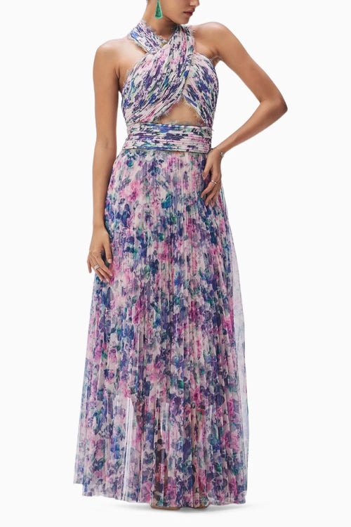 Solene Purple Printed Dress