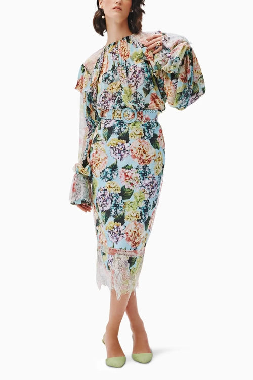 Juna Blue Ruffle Top With Skirt Set