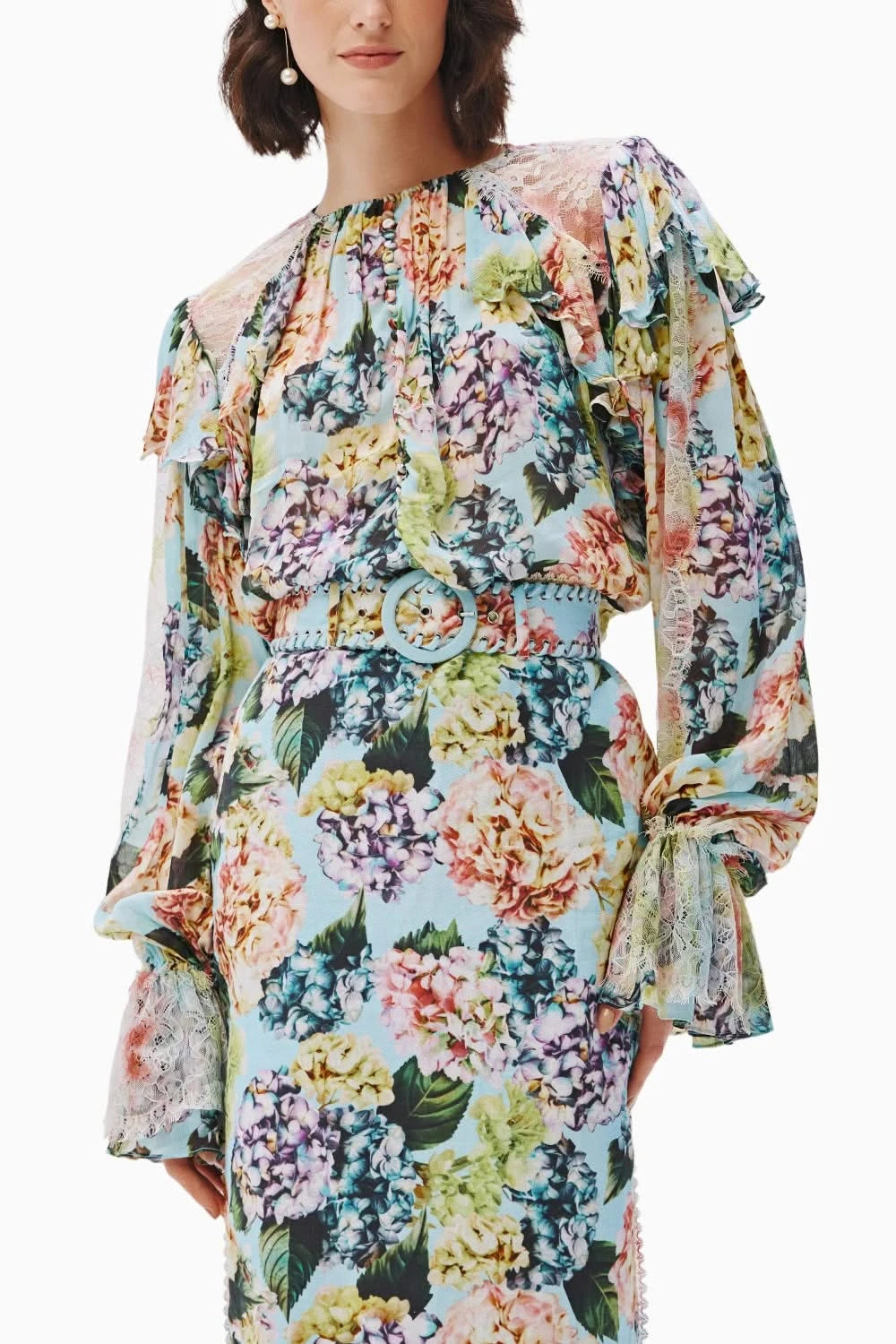 Juna Blue Ruffle Top With Skirt Set