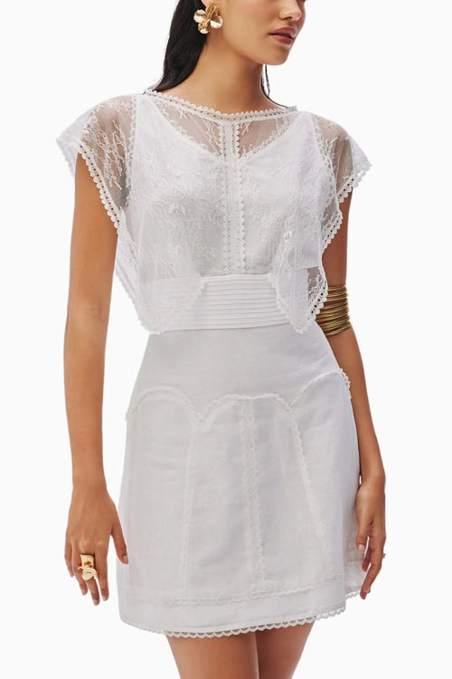 Agatha White Linen Short Dress