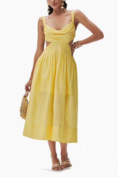 Sanci Yellow Chanderi Dress