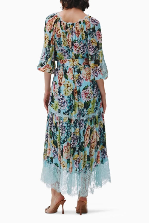 Fenna Blue Crinkle Chiffon Dress