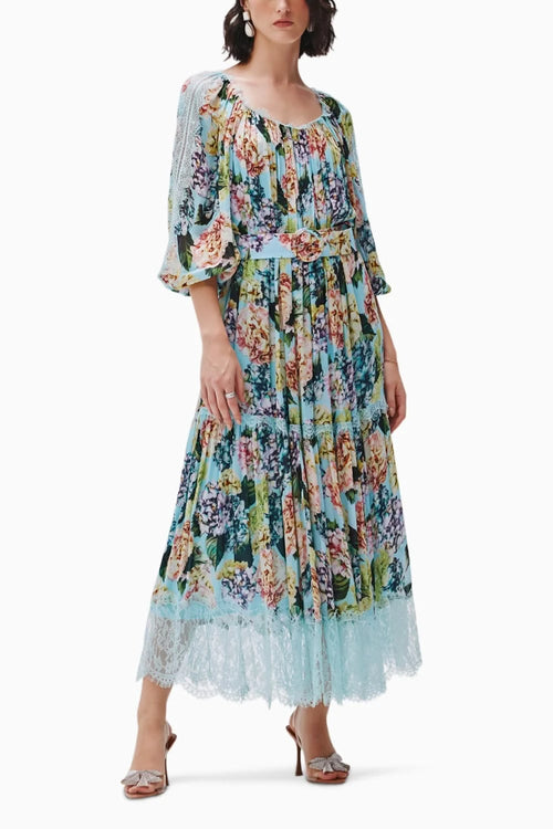 Fenna Blue Crinkle Chiffon Dress