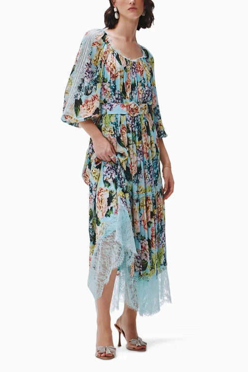 Fenna Blue Crinkle Chiffon Dress