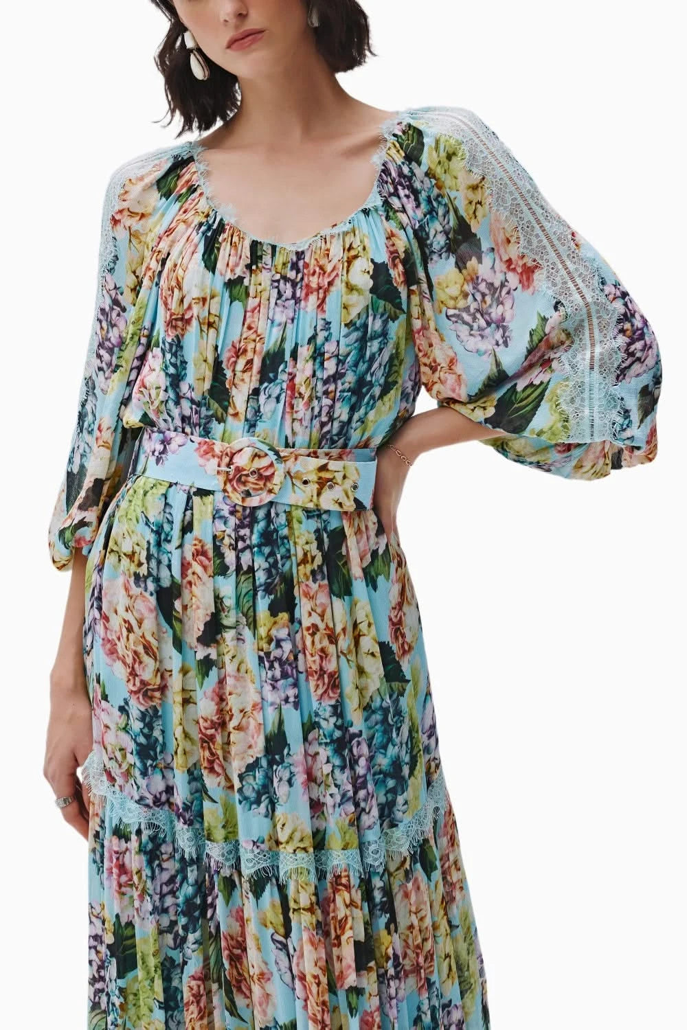 Fenna Blue Crinkle Chiffon Dress
