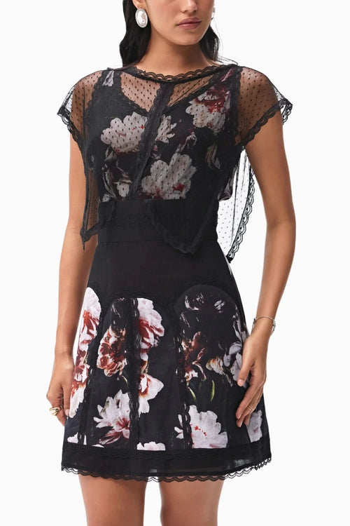 Deena Black Printed Short Dress
