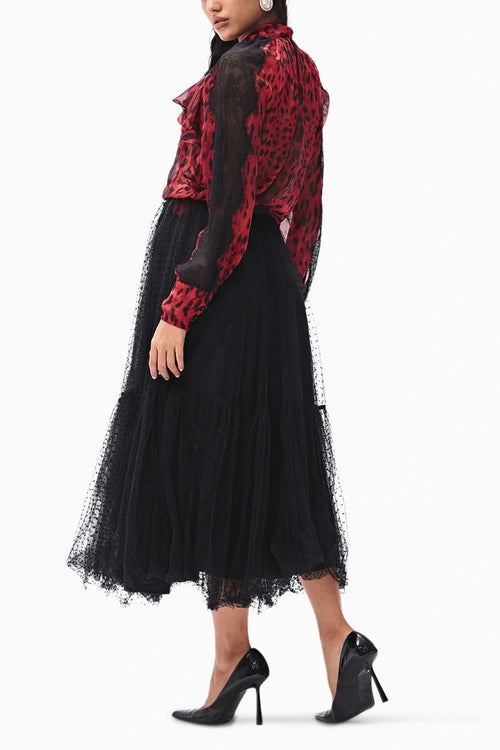 Kira Red Leopard Printed Co-ord Set
