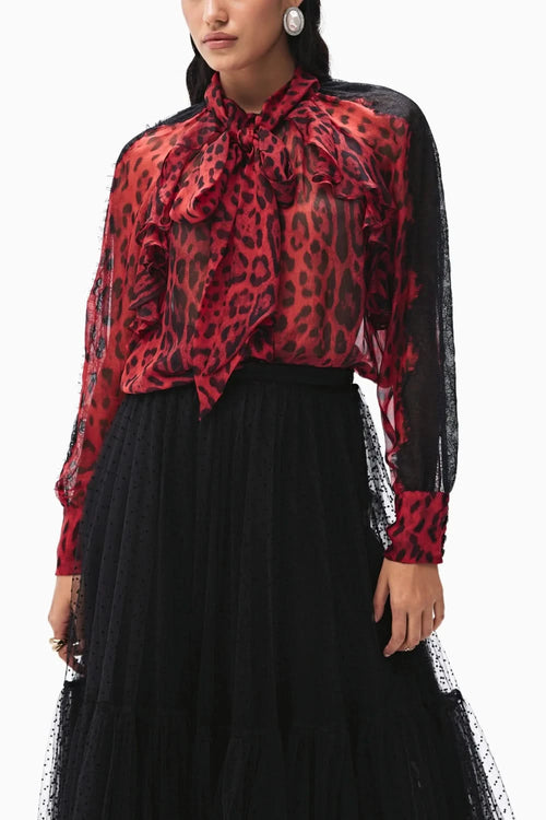 Kira Red Leopard Printed Co-ord Set
