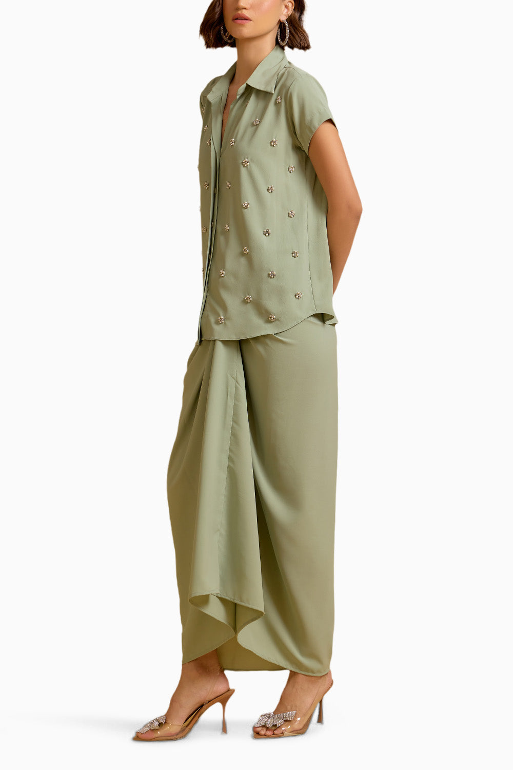 Mindy Mint Tie Around Dhoti Set