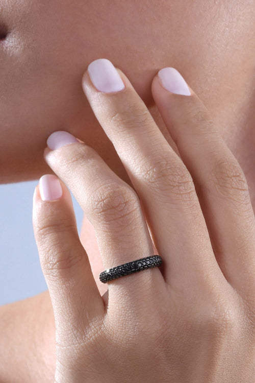 Classic Black 18KT Gold Diamond Stackable Ring