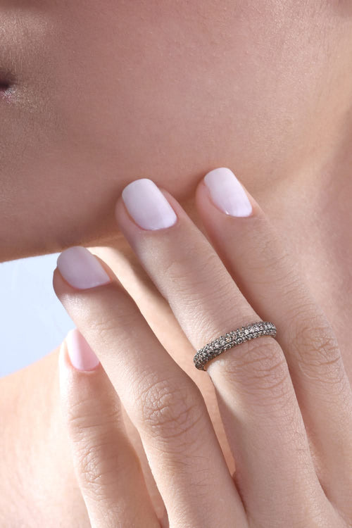 Classic Coffee 18KT Gold Diamond Stackable Midi Ring