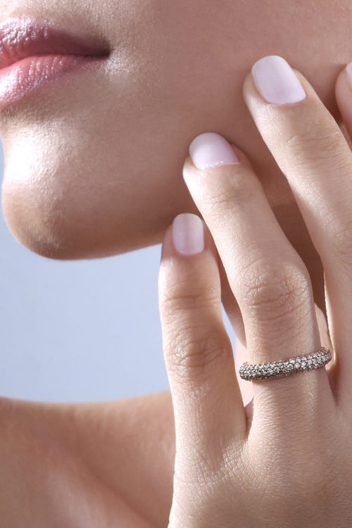 Classic Coffee 18KT Gold Diamond Stackable Ring