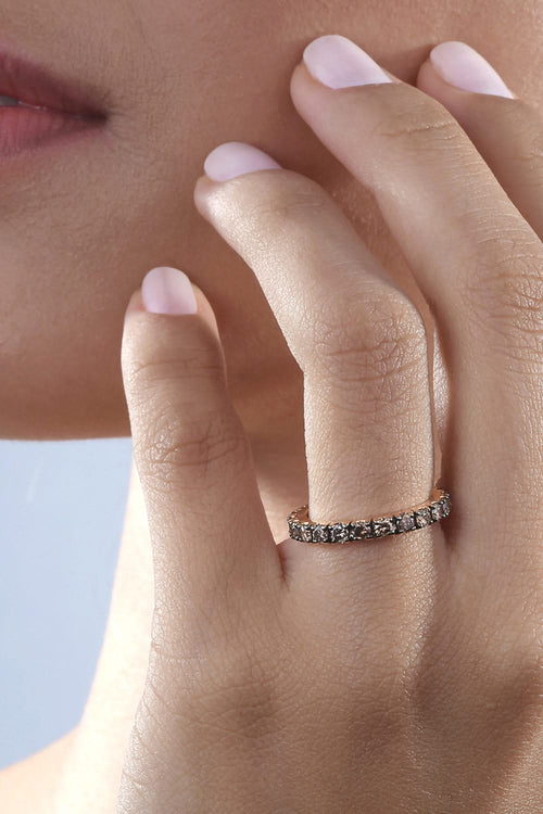 Coffee 18KT Gold Diamond Stackable Eternity Ring
