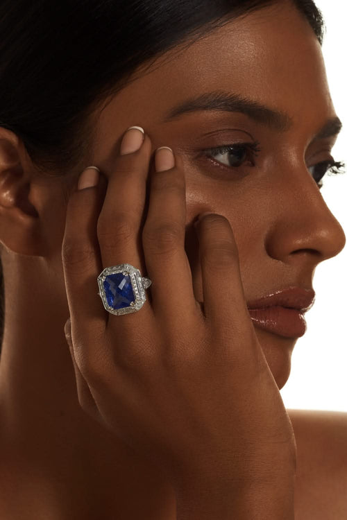 Classic Tanzanite Diamond Ring in 18KT White Gold