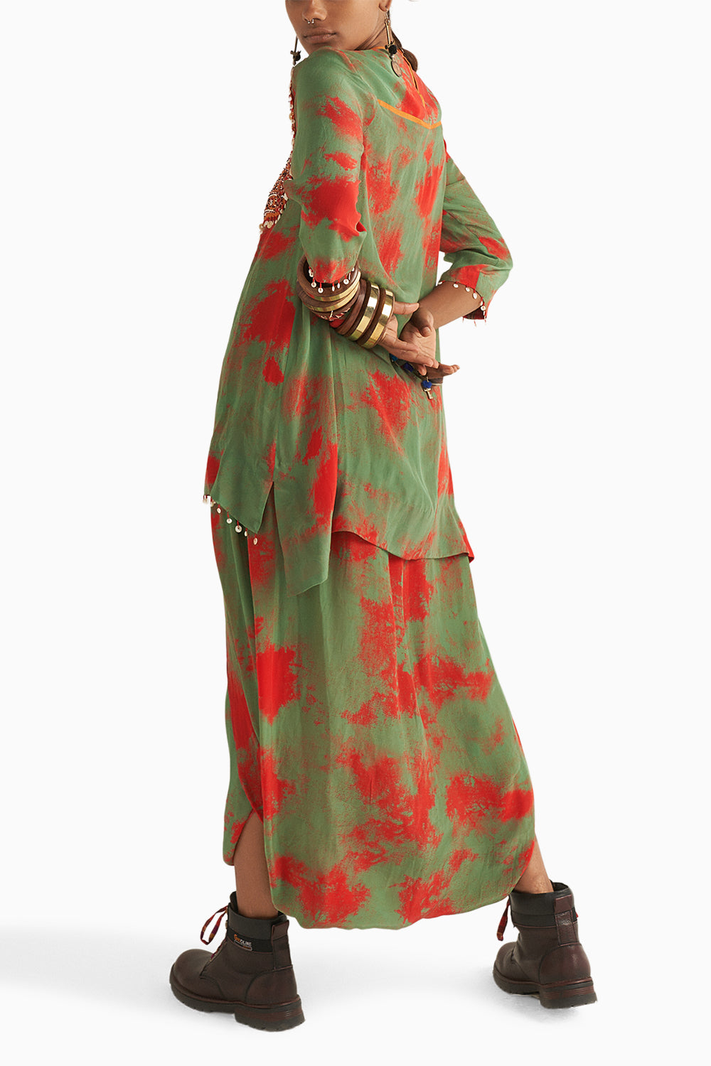 Hara Mitra Short Kurta with Drape Trouser Set