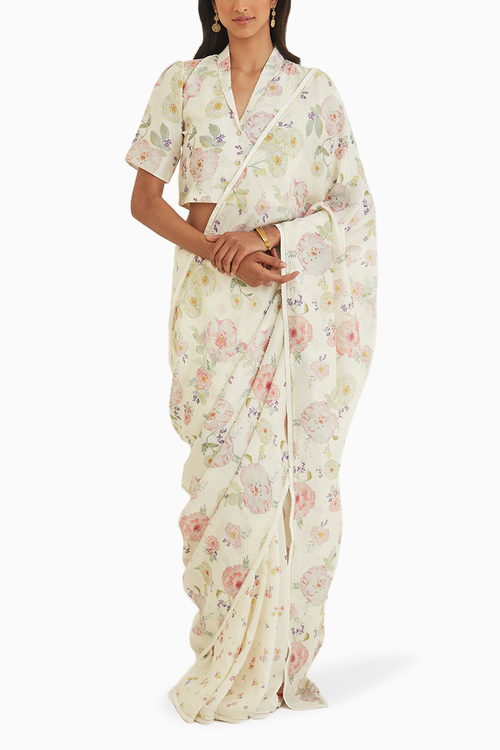 Harmony Ivory Mulberry Silk Saree