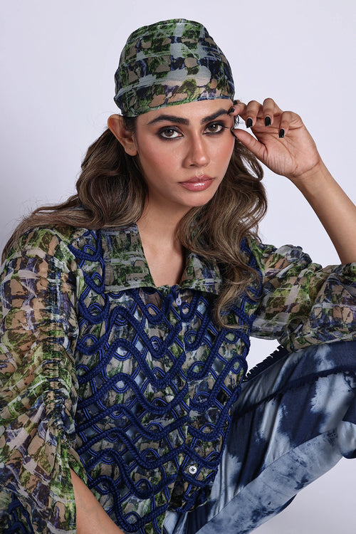 Helio Blue Shirt With Pants And Bustier